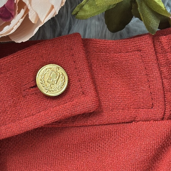 Haberdashery Rust Wide-Leg Elastic Waist Band Knit Pants w/ gold button, 10 - Picture 5 of 11